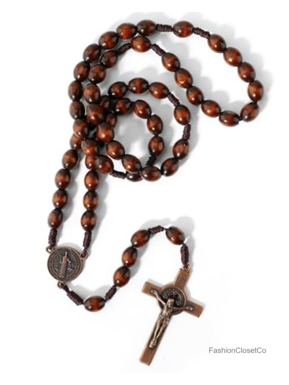 Handmade Wooden Rosary Beads Catholic Christian Prayer Necklace Gift